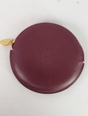 CARTIER Round Zip-Around Leather Coin Purse / Wallet